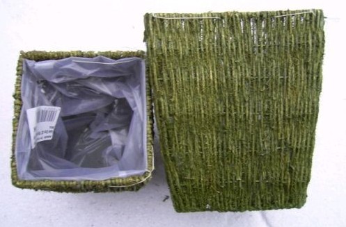 Korb, Vase, 2 Stück im Satz, gestärktes Gras, 18x16 cm groß, grün 